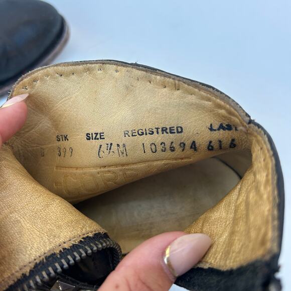 Corral Western Studded Cowgirl Booties Short Boots Black Silver 6.5 Point Toe - Picture 4 of 11